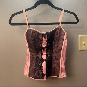 Victoria's Secret Pink and Black Y2K Lace corset top